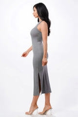 High Neck Side Slit Max Dress