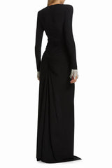 Crystal Detail Draped Maxi Dress