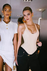Zipper Tie-Up Corset Waist Tank Top