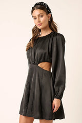 Mittoshop Satin Side Cutout Detail Mini Dress