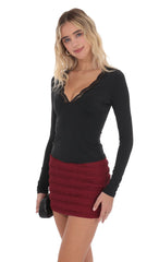 Ruffle Lace Tank Skirt in Burgundy