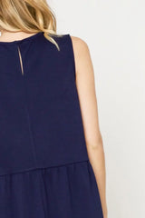 Umgee Round Neck Sleeveless Tank Dress with Pockets