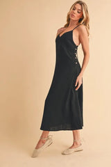Aemi+Co Side Button Midi Cami Dress