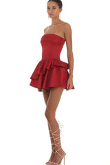 Corset Strapless Dress in Red