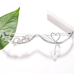 Half Frame Rhinestone Crystal Glasses
