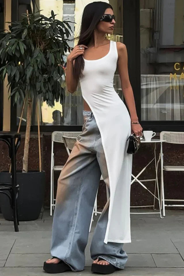 Diagonal Hem Maxi Top