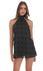 Florette Halter Shift Dress in Black