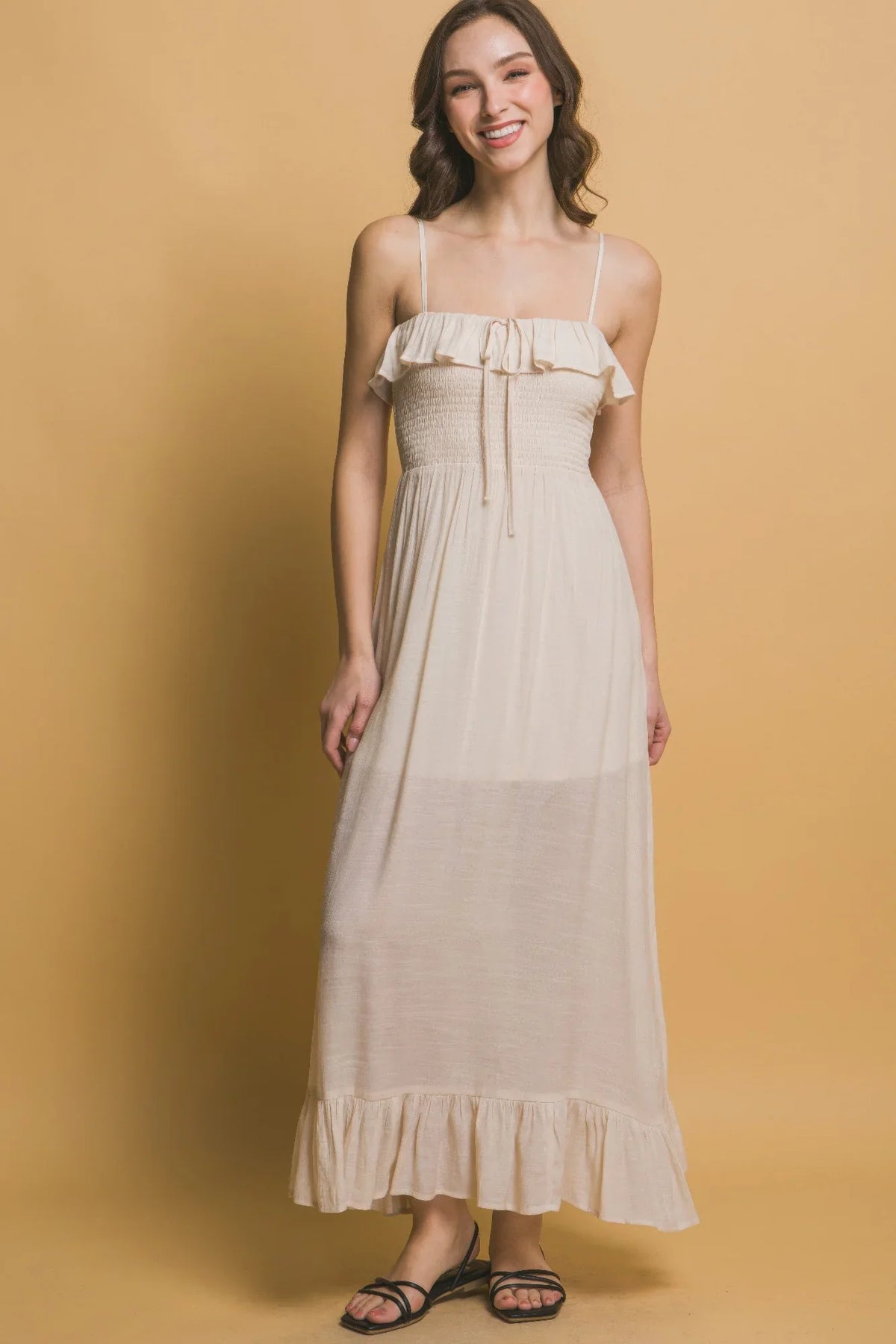 Smocked Ruffle Maxi Dress