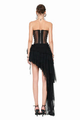 Corset Top & Irregular Mesh Skirt